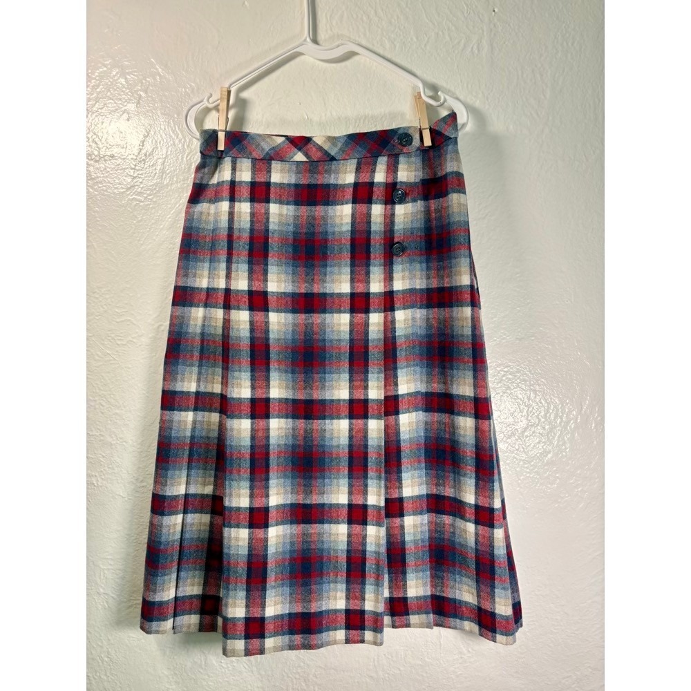 Vintage Sears Plaid Wrap Skirt Sz 14 Academia Preppy Punk Grunge Cabin Heritage